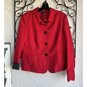 Lafayette 148 New York  Linen Blend Jacket - Size 10- Red/Black